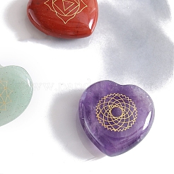 7 Chakra Natural Gemstone Healing Heart Figurines&nbsp;PW-WGD5834-01