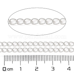 変色防止ロジウムメッキ スターリングシルバー カーブチェーン 925本  ハンダ付け  プラチナ  4x2.8x1.3mm&nbsp;STER-E072-01P-02
