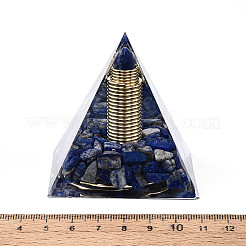 オルゴナイトピラミッド樹脂エネルギー発生器  レイキ天然ラピスラズリチップと304ステンレス鋼ワイヤー入り  ホームオフィスのデスク装飾用  59~60x59~60x59~60mm&nbsp;DJEW-N003-07A