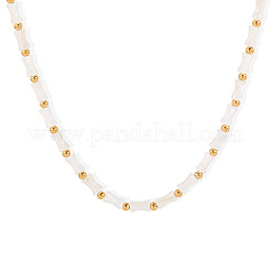 French Vintage Natural Stone Bamboo Lock Clavicle Chain Women Gold-plated Necklace&nbsp;KF2019
