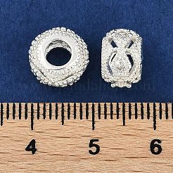 真鍮製マイクロパヴェキュービックジルコニアヨーロピアンビーズ  カドミウムフリー＆ニッケルフリー＆鉛フリー  オブラート  925銀メッキ  10x7mm  穴：4mm&nbsp;KK-I719-19S