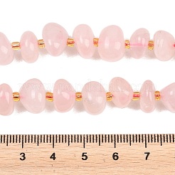 天然石ローズクォーツビーズ連売り  別々のビーズが付いたナゲット  12x10x5mm  穴：0.8mm  約54個/連  15.35''（39センチメートル）&nbsp;G-RM250109-A18