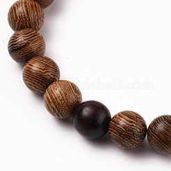 天然木ラウンドビーズストレッチブレスレット  内径：2-1/4インチ（5.8cm）  ビーズ：8.5mm  2個/セット&nbsp;BJEW-JB05660