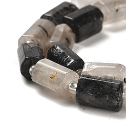 天然石ブラックルチルクォーツビーズ連売り  シードビーズで  多面カット  コラム  8.5~11x5.5~6.5mm  穴：1mm  約14~15個/連  7.48''（19センチメートル）&nbsp;G-N327-06-30