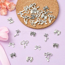 30個6スタイルチベットスタイルの合金チャーム  ちょう結びのチャーム  アンティークシルバー  10.5~23x11~19x2~4mm  穴：1~2.5mm  5個/スタイル&nbsp;FIND-YW0007-31