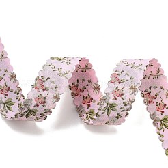 20ヤードの花柄プリントポリエステルリボン  ギフトラッピング用の二重波型リボン  ミスティローズ  1インチ（25mm）  約20.00ヤード（18.29m）/ロール&nbsp;OCOR-Z005-03D