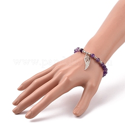 5Pcs 5 Style Natural Amethyst & Sunstone & Cultured Freshwater Pearl & Synthetic Hematite Round Beaded Stretch Bracelets Set&nbsp;BJEW-JB09084