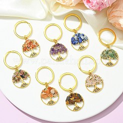 Tibetan Style Alloy & Natural Mixed Gemstone Chips Pendant Keychain&nbsp;KEYC-JKC00646-03