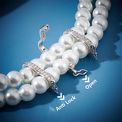 Anti-Tarnish 3Pcs Sterling Silver Cubic Zirconia Twister Clasps&nbsp;STER-PH0001-58