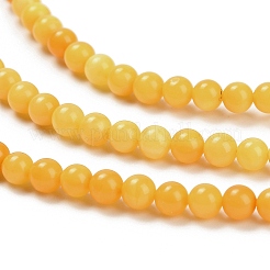 天然蜜蝋ビーズ連売り  ラウンド  ゴールデンロッド  4mm  穴：0.5mm  約100~102個/連  15.75''~16.02''（40~40.7センチメートル）&nbsp;G-Z100-A01-4mm