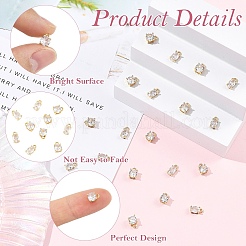 10Pcs 2 Styles Brass Micro Pave Clear Cubic Zirconia Charms&nbsp;KK-YW0004-36
