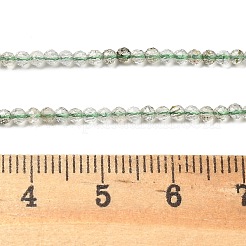 天然石グリーンルチルクォーツビーズ連売り  多面カット  ラウンド  2mm  穴：0.5mm  約87個/連  14.96