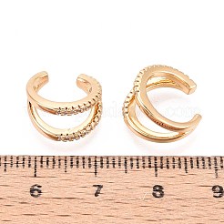 真鍮マイクロペーブクリアキュービックジルコニアカフイヤリング  2層C字型  18KGP本金メッキ  12.5x13x8mm&nbsp;EJEW-T047-68G