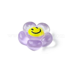半透明の樹脂カボション  笑顔の花  ライラック  9x9x3.3mm&nbsp;LS-RESI-E039-01C