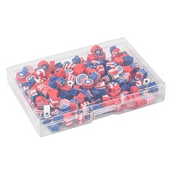 独立記念日の手作りポリマー粘土ビーズ200個10スタイル  混合図形  ミックスカラー  8~10.5x6.5~11x4~5mm  穴：1.8~2mm  20個/スタイル&nbsp;CLAY-FS0001-56