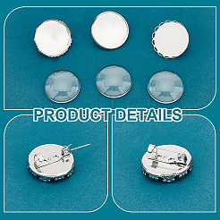 DIY ブランクドーム 304 ステンレススチール ブローチ作りキット  ステンレス鋼色  21~22x2~4mm  トレイ：20mm&nbsp;DIY-UN0056-17