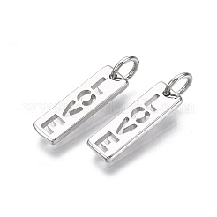真鍮チャーム  丸カン付き  ニッケルフリー  単語の愛の長方形  プラチナメッキ  16x5x1.5mm  穴：3mm&nbsp;KK-R133-049P-NF