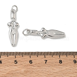 真鍮チャーム  人間のチャーム  長持ちメッキ  鉛フリー＆カドミウムフリー  プラチナ  27x8x3.5mm  穴：3.5mm&nbsp;KK-E796-09P