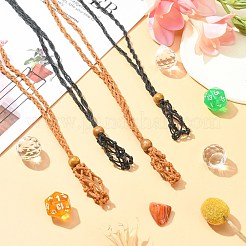 4 個 2 色編組ワックスロープコードマクラメポーチネックレスメイキング  調節可能なウッドビーズ 交換可能な石のネックレス  ミックスカラー  35-1/2インチ（90cm）  2個/カラー&nbsp;NJEW-CJ0001-02