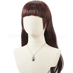 5個5スタイルの天然および合成混合宝石エンジェルペンダントネックレスセット、304ステンレススチールチェーン付き、女性用  ステンレス鋼色  17.72インチ（45cm）  1個/スタイル&nbsp;NJEW-JN04097