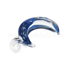 手作りランプワークペンダント  ムーン  ミックスカラー  34.5~38x21.5~24.5x7~9.5mm  穴：3.3~4mm&nbsp;LAMP-Q005-04