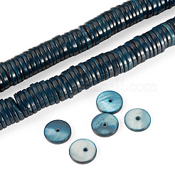 天然淡水貝ビーズ 1 連  ディスク  染め  ヒシビーズ  プルシアンブルー  9~10.5x0.5~3mm  穴：1mm  約202~211個/連  15.16~15.75インチ（38.5~40cm）&nbsp;SHEL-TA0001-35E