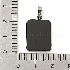 304ステンレスペンダント  長方形のチャーム  ブラック  23x15x2mm  穴：5x3mm&nbsp;STAS-F307-33EB