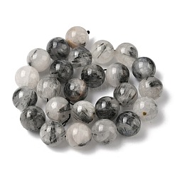 Natural Tourmalinated Quartz Beads Strands&nbsp;G-F818-A09-16mm