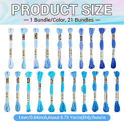 21束21色ポリエステル刺繍糸  クロスステッチの糸  ブルー  1mm  約8.75ヤード（8m）/バンドル  1束/カラー&nbsp;OCOR-TA0002-86