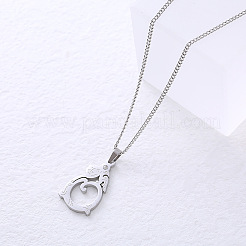 Minimalist 304 Stainless Steel Hollow Chinese Gourd Shape Pendant Necklaces for Women&nbsp;FL9858