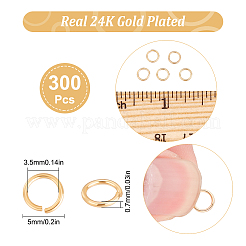 ラックメッキ真鍮丸カン  オープン丸カン  長持ちメッキ  丸いリング  24KGP本金メッキ  5x0.7mm  20ゲージ  内径：3.5mm  300個/箱&nbsp;KK-BBC0002-28G