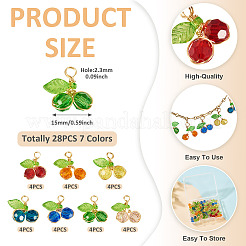 28Pcs 7 Colors Trabsparent Glass Pendants&nbsp;PALLOY-TAC0187