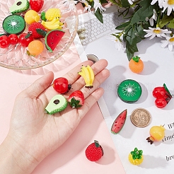 22本11スタイルレジンペンダント  プラチナトーン鉄パーツ  模造食品  ミックスカラー  23~39x19~32x13~22mm  穴：2mm  11スタイル  2個/スタイル  22pc&nbsp;RESI-SC0002-27