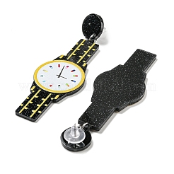 Sparkling Acrylic Watch Dangle Stud Earrings with 304 Stainless Steel Pins&nbsp;LS-EJEW-C063-01E