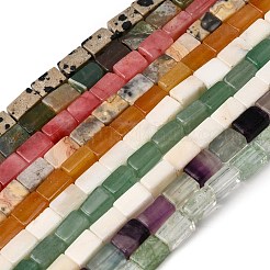 天然＆合成混合宝石ビーズ連売り  長方形  染めと未染色の混合  9x6~6.5x4~4.5mm  穴：0.6 0.6mmmm  約45個/連  15.47~15.98''（39.3~40.6センチメートル）&nbsp;G-F801-C-01