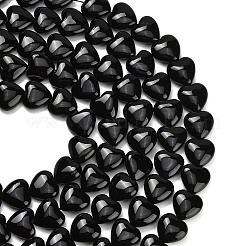ナチュラルブラックオニキスビーズ連売り  ハート  染め＆加熱  18.5~20x20x8.5~10mm  穴：1~1.4mm  約20~21個/連  14.37''~15.63