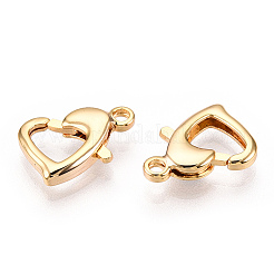 Brass Heart Lobster Claw Clasps&nbsp;X-KK-N254-16G