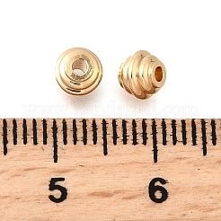 真鍮ビーズ  カドミウムフリー＆ニッケルフリー＆鉛フリー  グルーブバレル  18KGP本金メッキ  5x4mm  穴：1.5mm&nbsp;KK-C096-05G