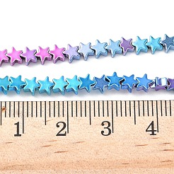 グラデーションカラー電気メッキ合成非磁性ヘマタイトビーズ連売り  スター  ミックスカラー  4x4x2mm  穴：0.5mm  約103個/連  12.99''（33センチメートル）&nbsp;G-A263-F01-04