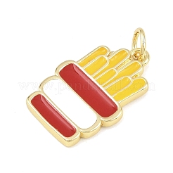 真鍮製エナメルペンダント  ゴールドカラー  丸カン付き  フライドポテト  21x13.5x2mm  穴：2.5mm&nbsp;LS-KK-Z138-01G-01