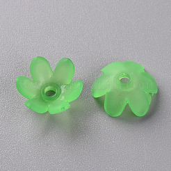 つや消しアクリルビーズキャップ  6花びら  花  ライムグリーン  14x6mm  穴：2mm  約1660個/500g&nbsp;MACR-S371-07A-734