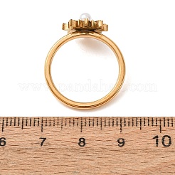 女性用304ステンレススチール指輪  太陽  プラスチック模造パールと  18KGP本金メッキ  usサイズ7 1/4(17.5mm)&nbsp;SA-CBA6EDB-12G