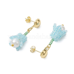 Handmade Glass Seed Beads Flower Stud Earrings&nbsp;EJEW-MZ00277-02