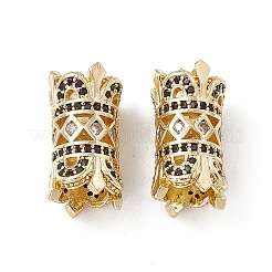 Brass Micro Pave Black Cubic Zirconia European Beads&nbsp;KK-E068-VB474