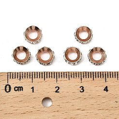 真鍮製ラインストーンスペーサービーズ  カドミウムフリー＆鉛フリー  グレードA  ロンデル  ローズゴールド  クリスタル  7x3mm  穴：3.5mm&nbsp;X-RB-A020-7mm-01RG