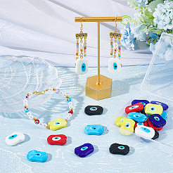 24Pcs 6 Colors Handmade Evil Eye Lampwork Beads&nbsp;LAMP-NB0001-77