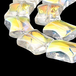 透明電気メッキガラスビーズ連売り  虹メッキ  竹の共同  クリアAB  12x10x5.5mm  穴：1mm  約49個/連  24.02''（61センチメートル）&nbsp;EGLA-H103-AB02