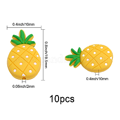 食品グレードの環境に優しいシリコーン焦点ビーズ 10 個  パイナップル  ゴールド  32.5x19.5x10mm  穴：2mm&nbsp;SIL-CA0001-58