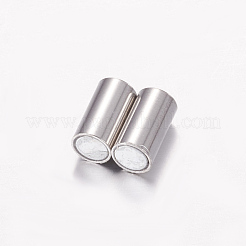 端が接着された真鍮のマグネットクラスプ  コラム  プラチナ  17.8~20.1x5mm  穴：4mm&nbsp;KK-D270-P