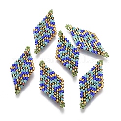 MIYUKI＆TOHO手作り日本のシードビーズリンク  織機模様  菱形  カラフル  40~41.5x16~16.7x1.7~1.8mm  穴：1.4~1.5mm&nbsp;SEED-E004-M08